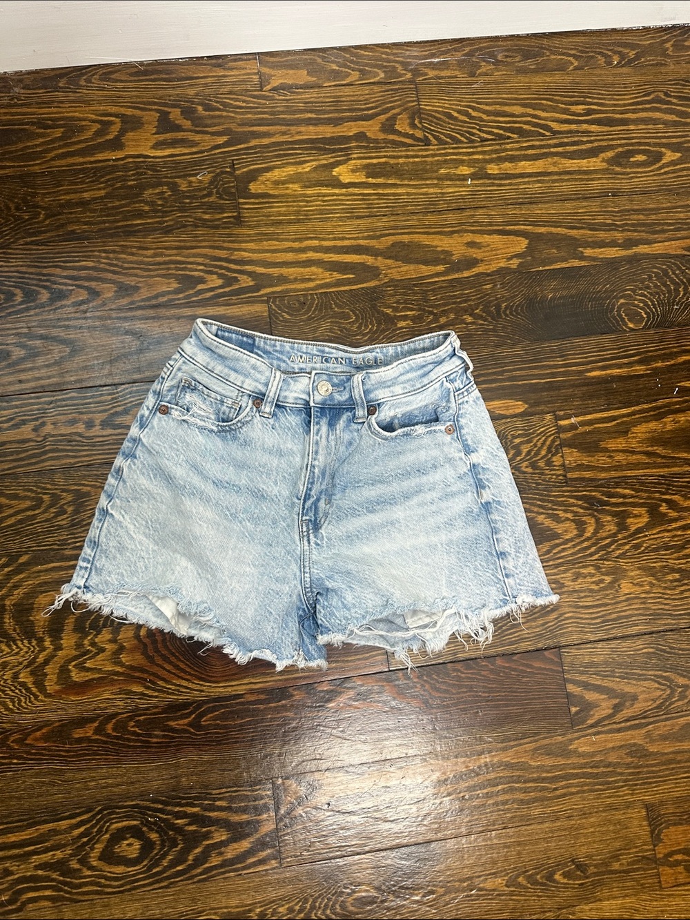 American Eagle Outfitters Light Blue Distressed Denim Cutoff Shorts